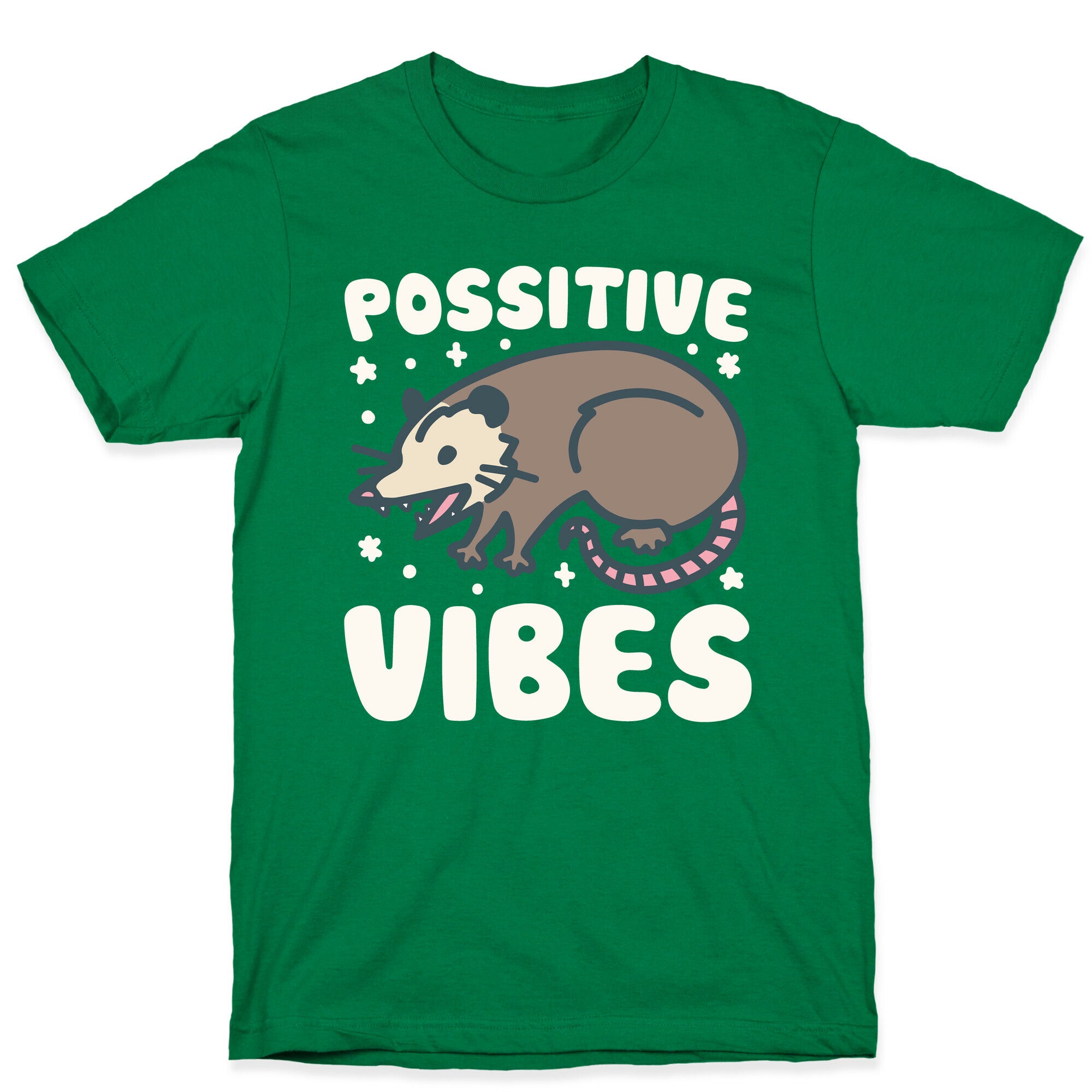 Possitive Vibes Opossum White Print T-Shirt